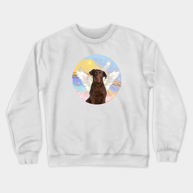 Chocolate Labrador Retriever Angel in Heaven's Clouds Rainbow Bridge Design Crewneck Sweatshirt by Dogs Galore and More